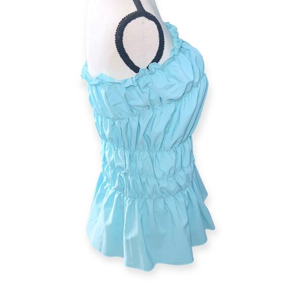 Blue Ruffle Stretchy Tube Top - Picture 4 of 5